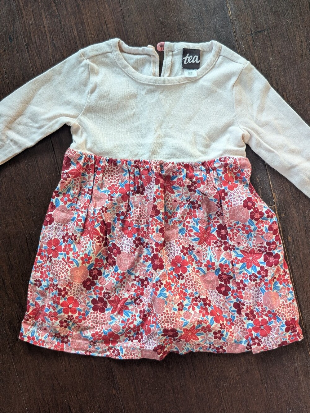 Tea Collection Cream Top with Floral Skirt Dress